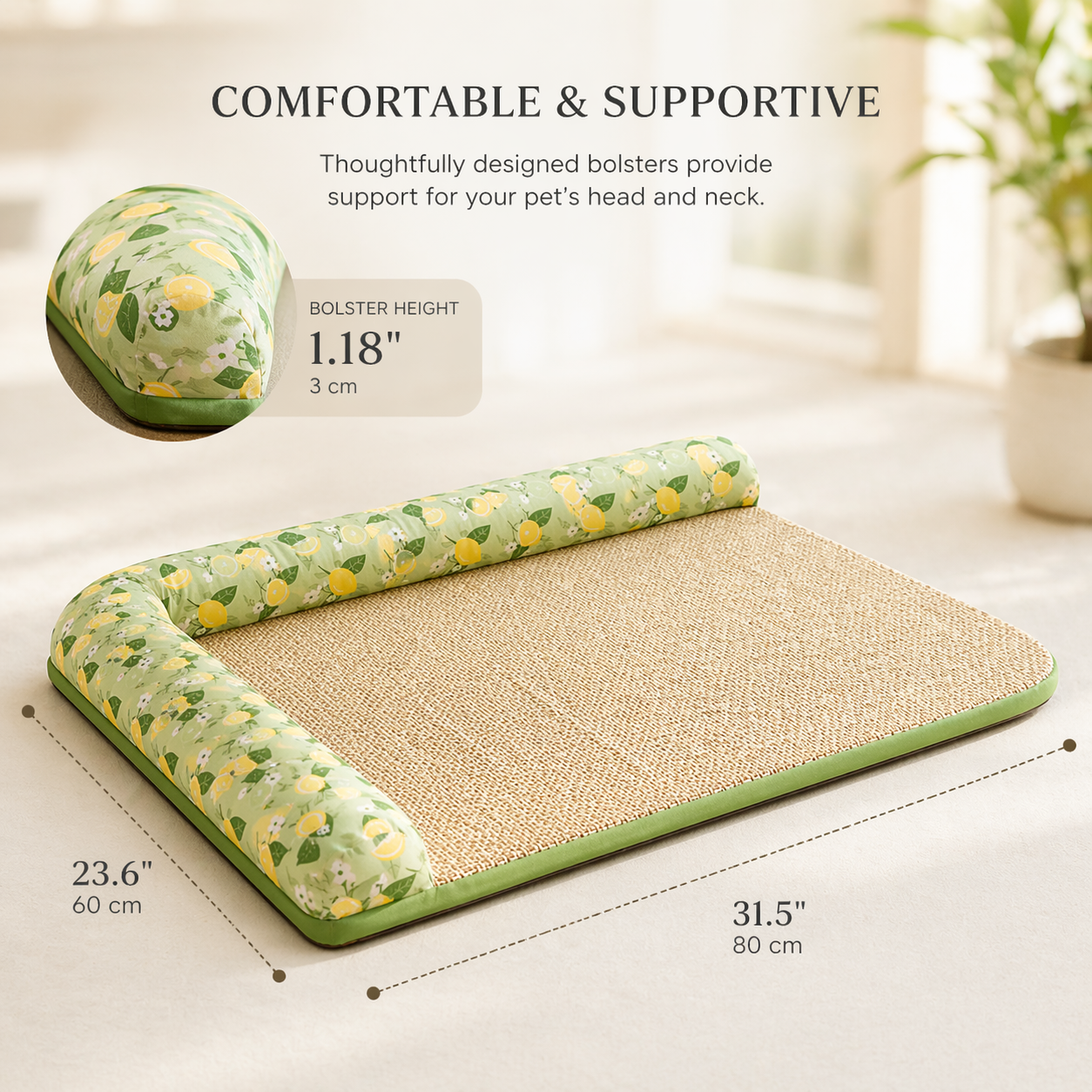Cooling Pet Bed Mat with Bolster