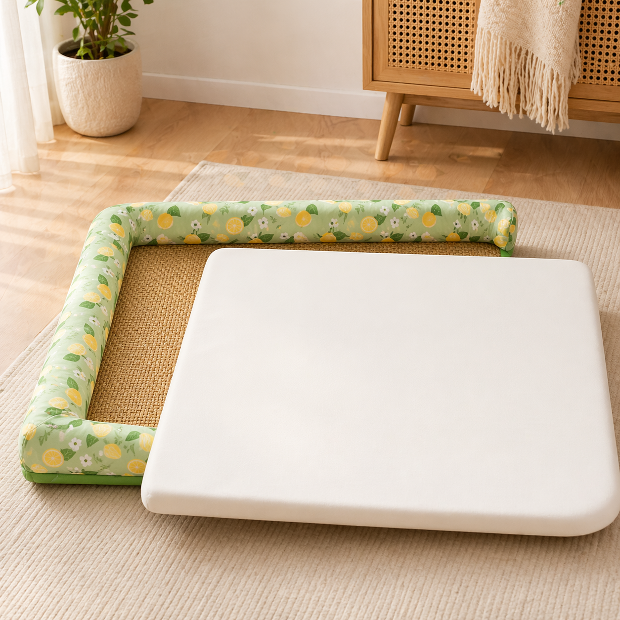 Cooling Pet Bed Mat with Bolster