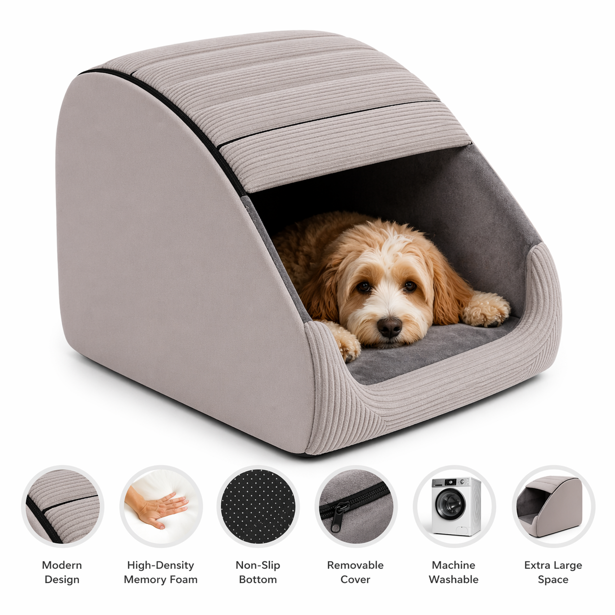 Hooded Dog Bed Cave