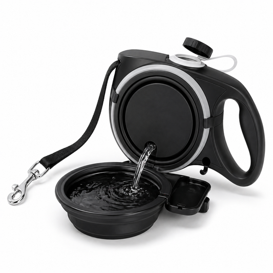 Retractable Dog Leash with Water Bottle & Waste Bag Dispenser