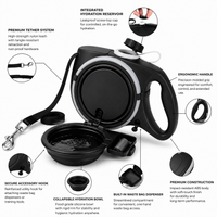 Retractable Dog Leash with Water Bottle & Waste Bag Dispenser