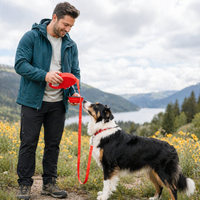 Retractable Dog Leash with Water Bottle & Waste Bag Dispenser