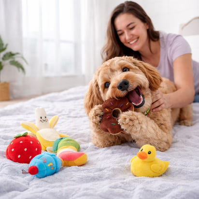 Dog Plush Toy Set (7 Pack) – Squeaky Chew Toys for Puppies & Small Dogs