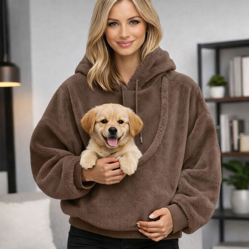 Unisex Pet Carrier Hoodie Plush Sweatshirt