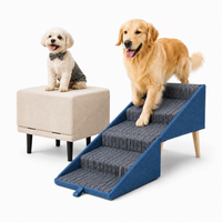 2-in-1 Dog Ramp & Stairs - Foldable Wooden Pet Steps for Couch & Bed