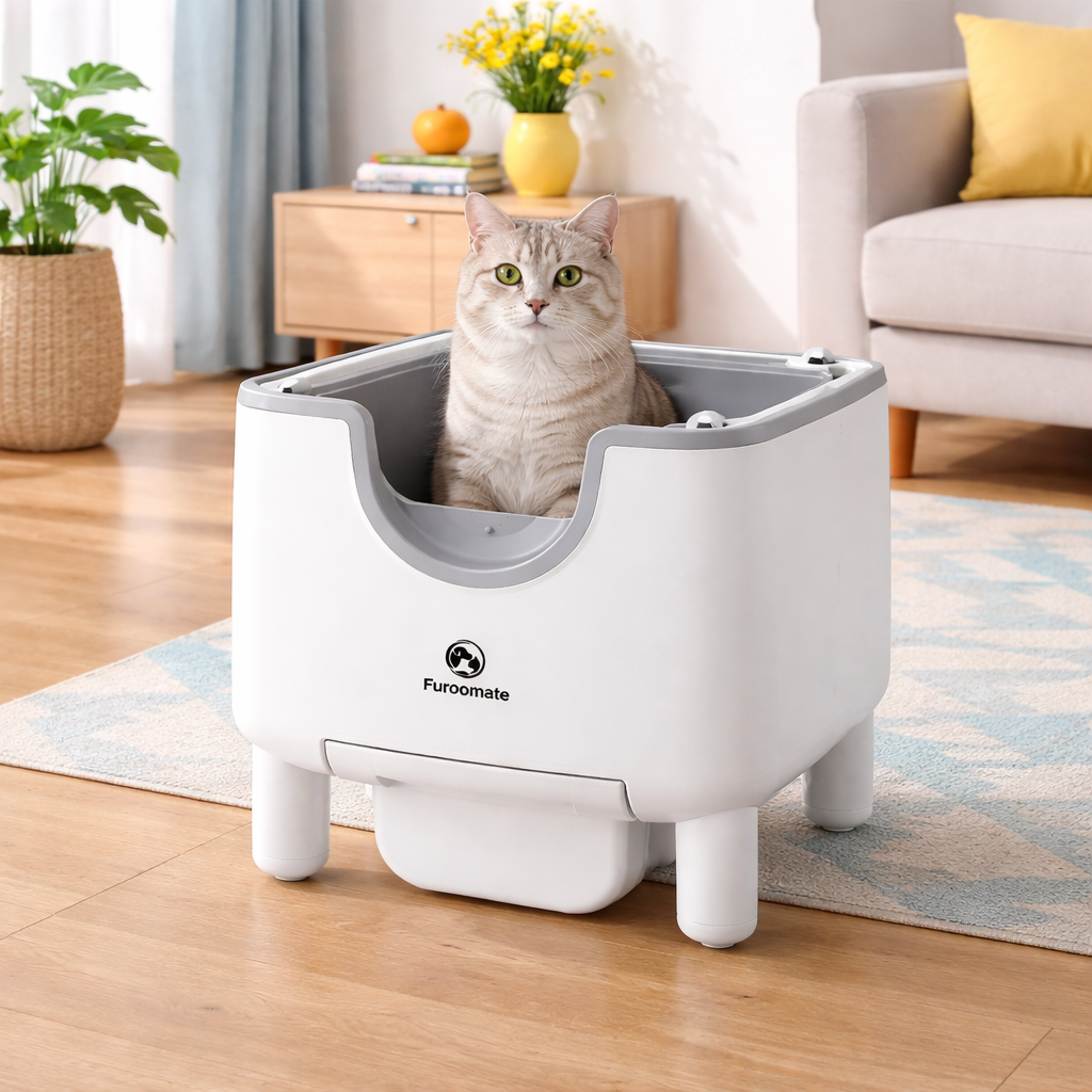 Automatic Self-Cleaning Cat Litter Box – Open-Top, Odor Control, Smart Safety Sensors
