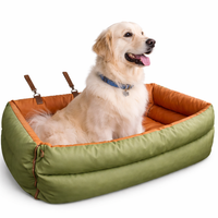 Dog Car Seat Booster Bed – Waterproof Faux Leather, Elevated Travel Seat
