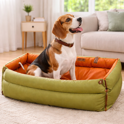 Dog Car Seat Booster Bed – Waterproof Faux Leather, Elevated Travel Seat