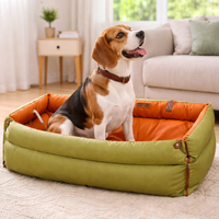 Dog Car Seat Booster Bed – Waterproof Faux Leather, Elevated Travel Seat