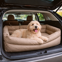 Dog Car Seat Booster Bed – Waterproof Faux Leather, Elevated Travel Seat