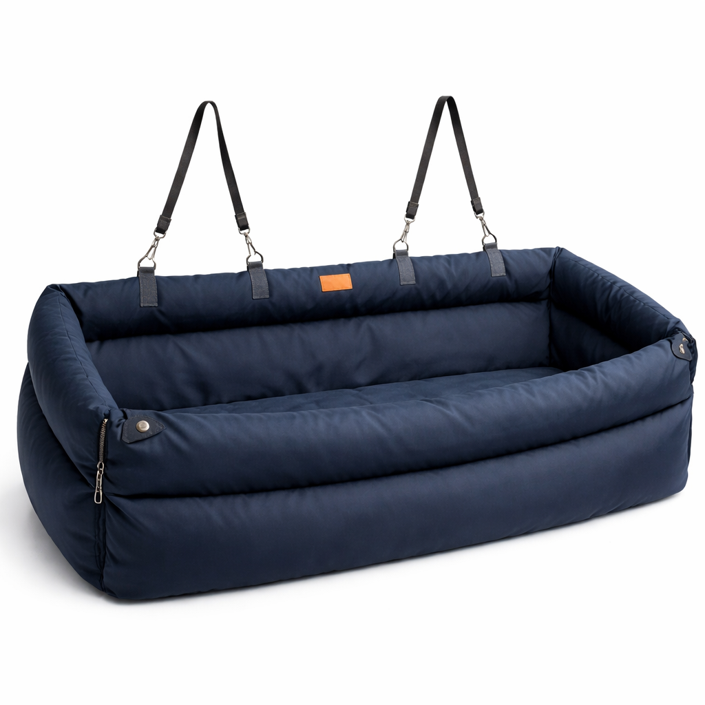 Dog Car Seat Booster Bed – Waterproof Faux Leather, Elevated Travel Seat