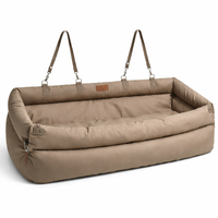 Dog Car Seat Booster Bed – Waterproof Faux Leather, Elevated Travel Seat