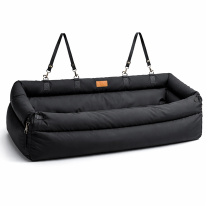 Dog Car Seat Booster Bed – Waterproof Faux Leather, Elevated Travel Seat