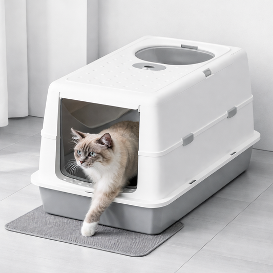 Stainless Steel Cat Litter Box with Lid – Enclosed, Odor-Control, Easy Clean Design