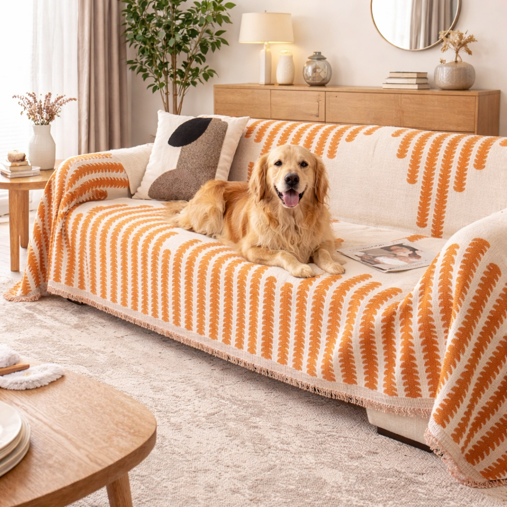 Chenille Sofa Cover Throw – Non-Slip Couch Cover Blanket, Washable All-Season Protector