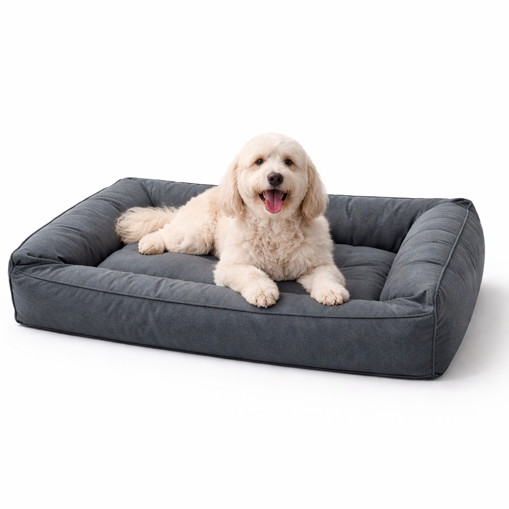 Orthopedic Dog Bed with Bolster - Waterproof Memory Foam Bed for Large Dogs