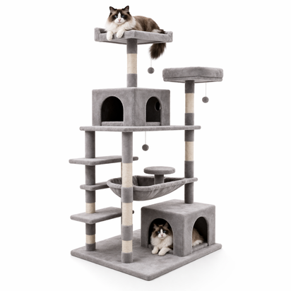 Cat Tree Tower - Multi-Level Condo with Sisal Scratching Posts & Hammock