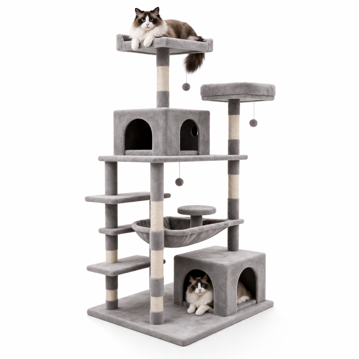 Cat Tree Tower - Multi-Level Condo with Sisal Scratching Posts & Hammock
