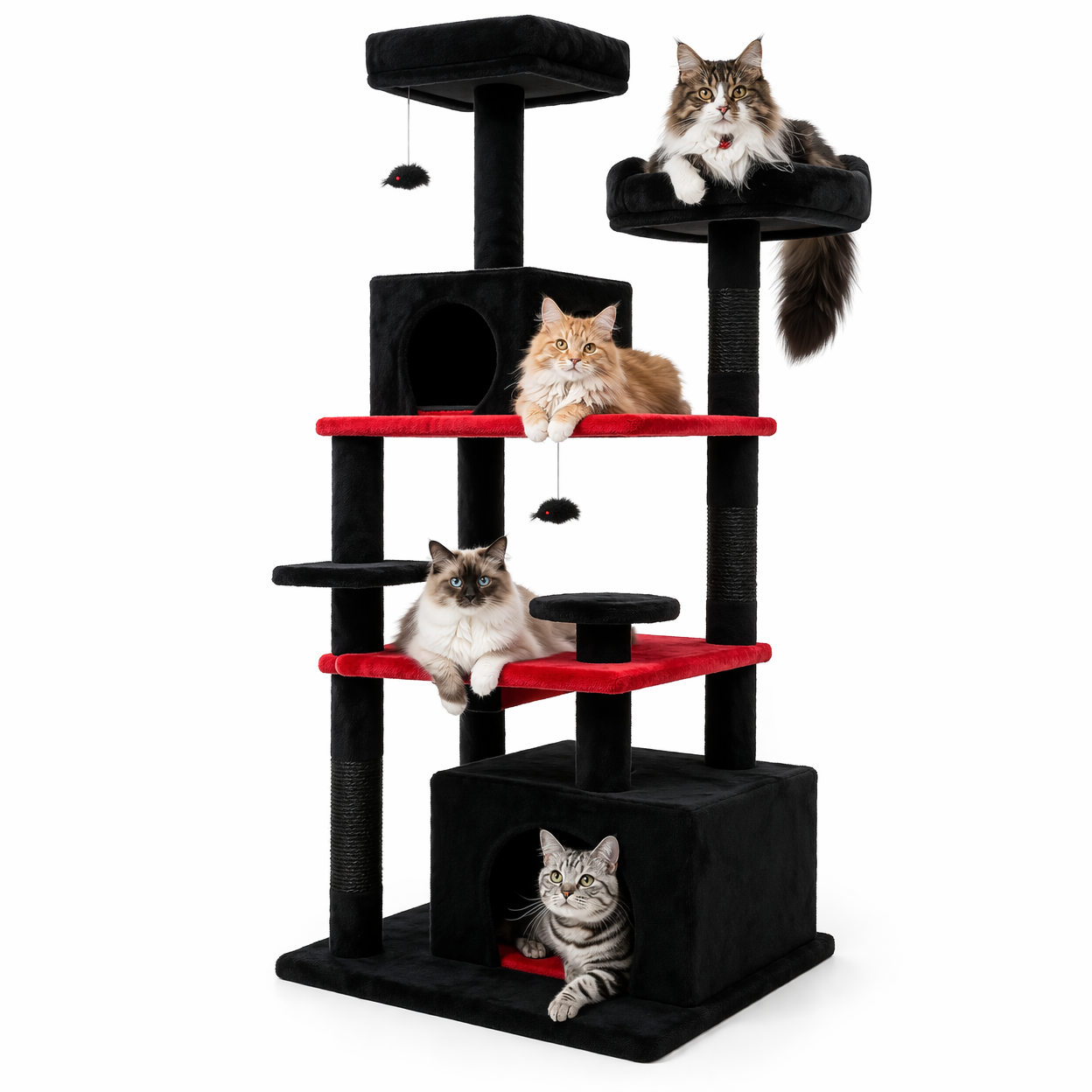 Cat Tree Tower - Multi-Level Condo with Sisal Scratching Posts & Hammock