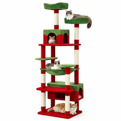 Cat Tree Tower - Multi-Level Condo with Sisal Scratching Posts & Hammock
