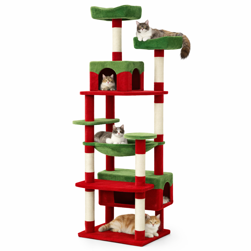 Cat Tree Tower - Multi-Level Condo with Sisal Scratching Posts & Hammock