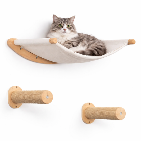 Wall-Mounted Cat Shelves & Steps -  Modern Cat Climbing Wall Set for Play, Rest & Lounge