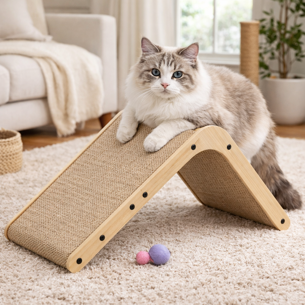 L-Shaped Cat Scratcher – Cardboard Scratch Pad with Wall Protection Design