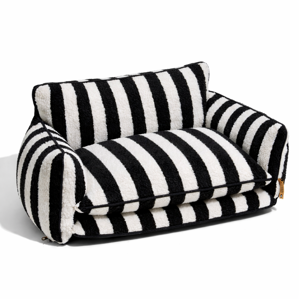Calming Dog Sofa Bed – Soft Faux Fleece Pet Couch with Supportive Bolster