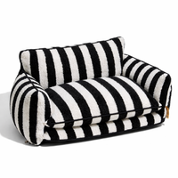 Calming Dog Sofa Bed – Soft Faux Fleece Pet Couch with Supportive Bolster