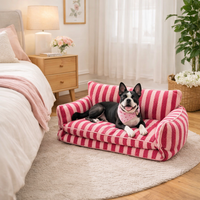 Calming Dog Sofa Bed – Soft Faux Fleece Pet Couch with Supportive Bolster