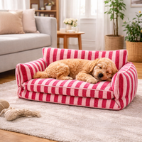Calming Dog Sofa Bed – Soft Faux Fleece Pet Couch with Supportive Bolster