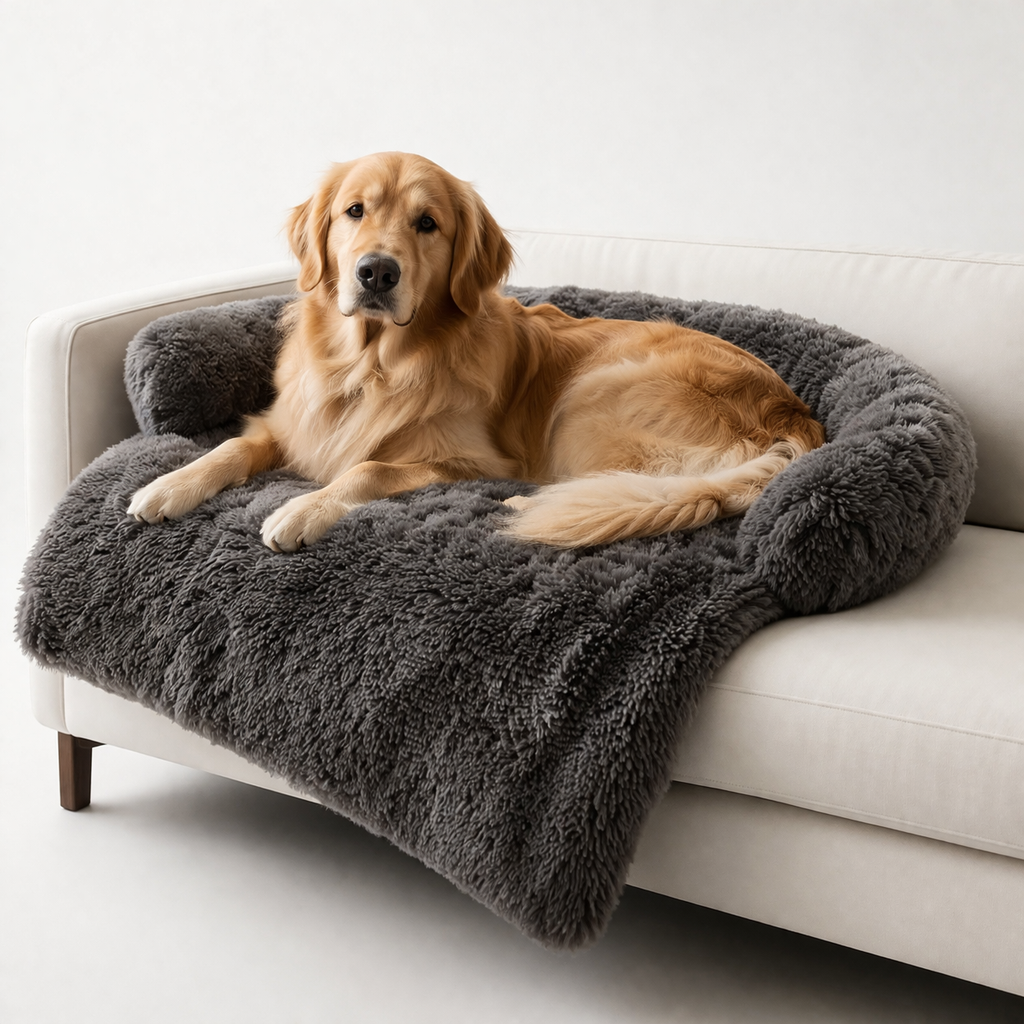 Calming Dog Sofa Cover Bed -  Soft Plush Furniture Protector for Couch & Bed