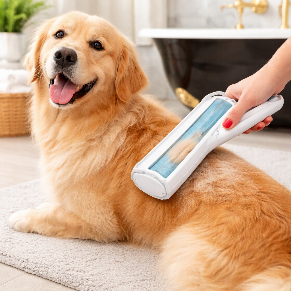 Pet Hair Remover Roller - Reusable Fur Remover for Dog & Cat Hair with Self-Cleaning Base