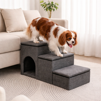 Foldable Dog Stairs with Storage & Condo - Space Saving Pet Steps for Bed & Couch