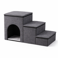 Foldable Dog Stairs with Storage & Condo - Space Saving Pet Steps for Bed & Couch