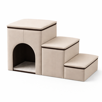 Foldable Dog Stairs with Storage & Condo - Space Saving Pet Steps for Bed & Couch