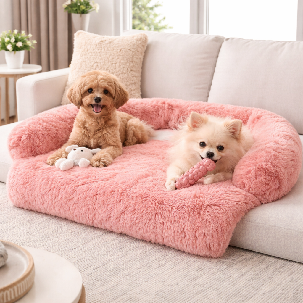 Calming Dog Sofa Cover Bed -  Soft Plush Furniture Protector for Couch & Bed