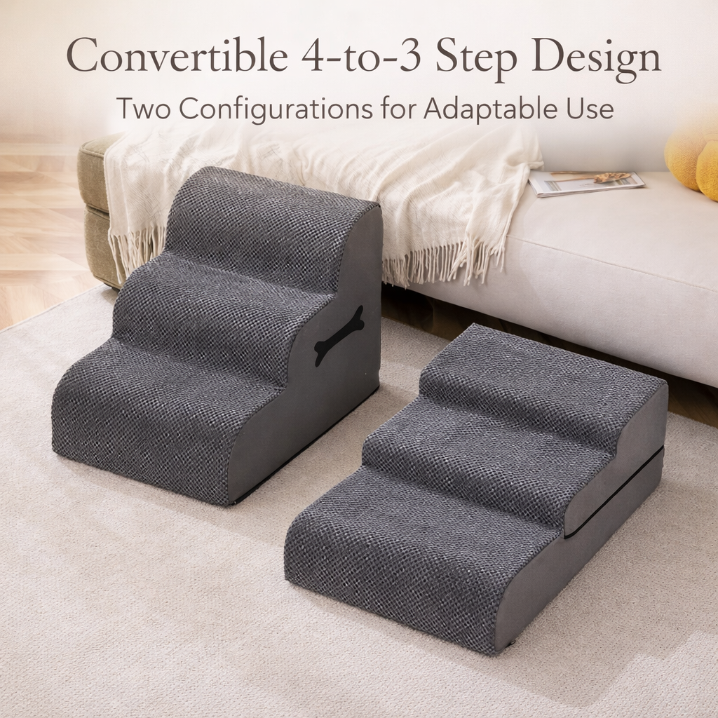 Orthopedic Dog Stairs -  Soft Non-Slip Pet Steps with Gentle Ramp