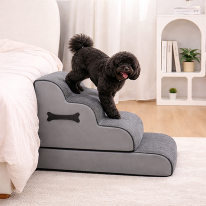 Orthopedic Dog Stairs -  Soft Non-Slip Pet Steps with Gentle Ramp