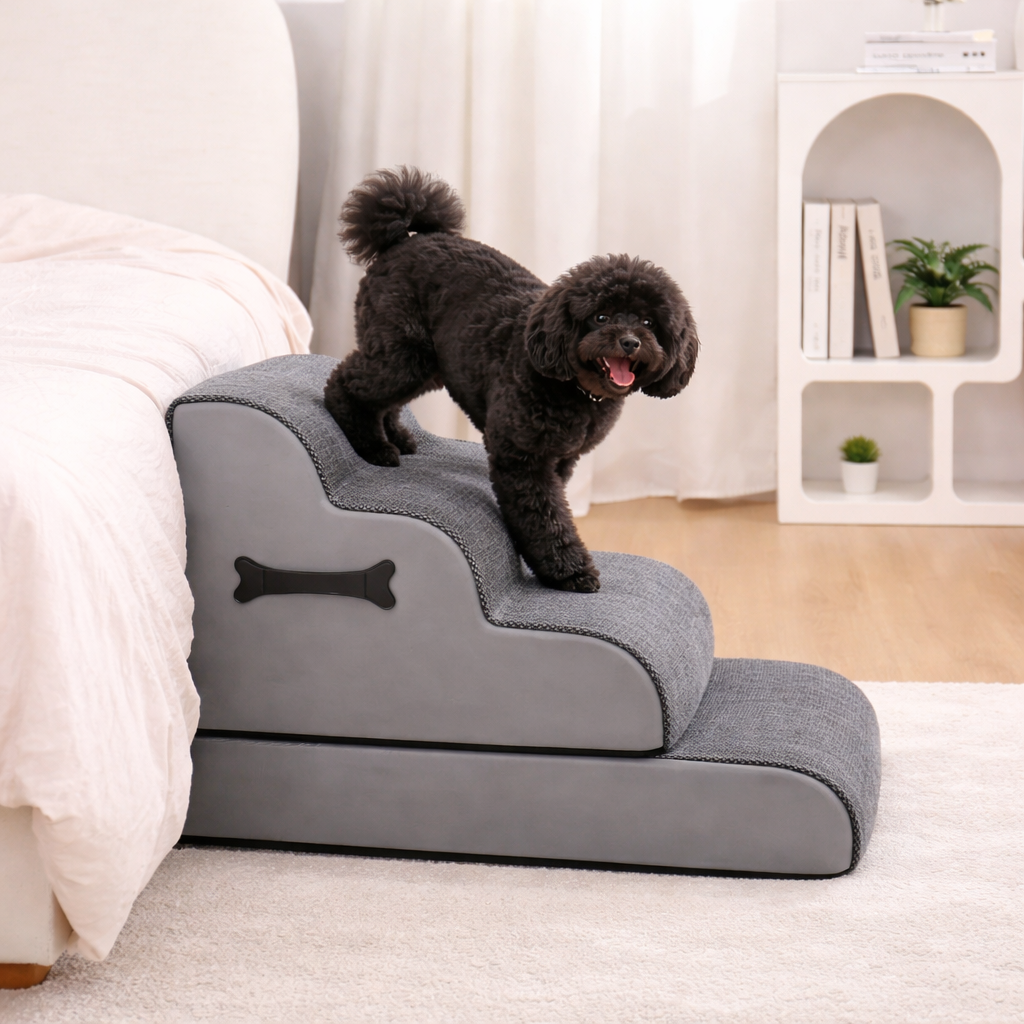 Orthopedic Dog Stairs -  Soft Non-Slip Pet Steps with Gentle Ramp
