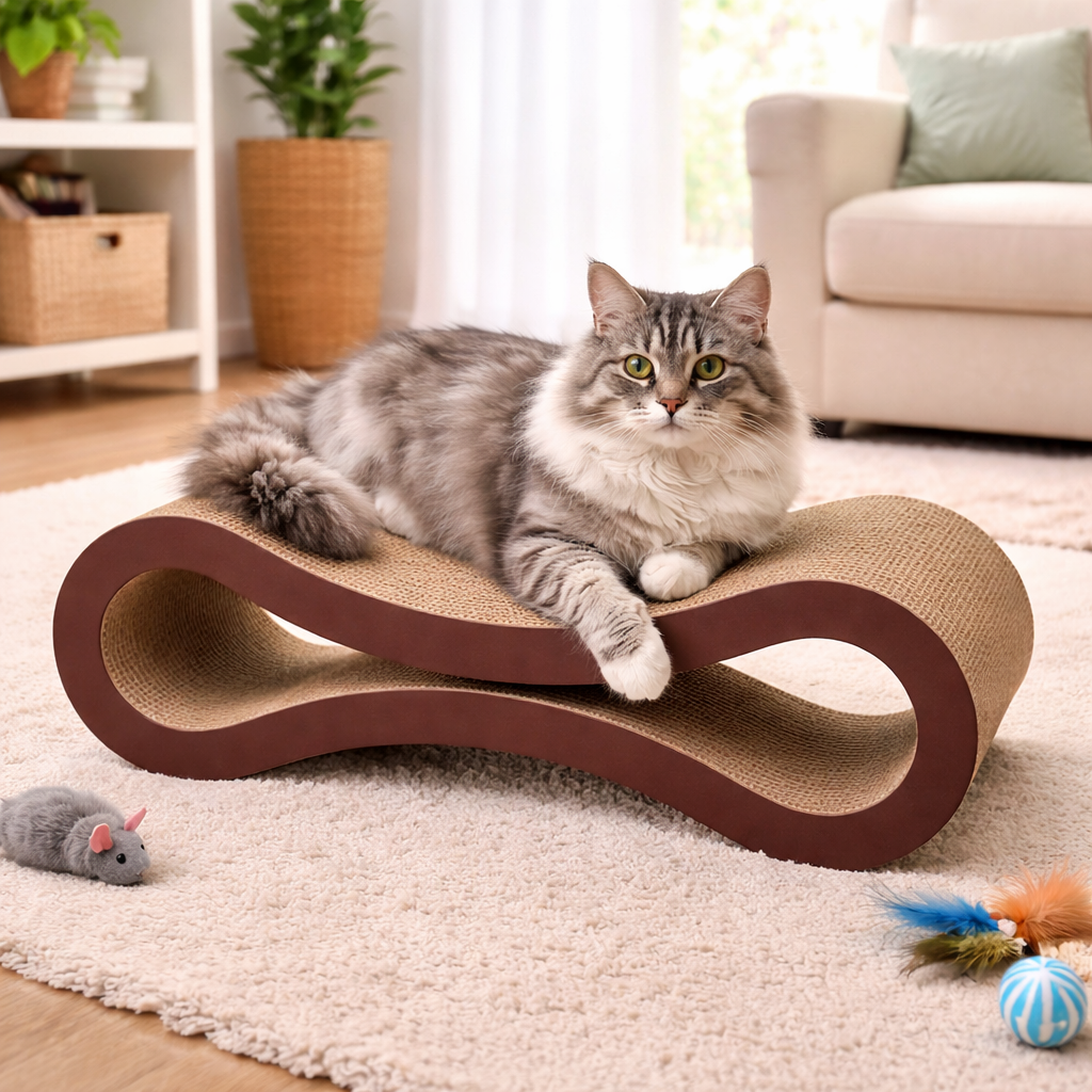 Infinity Cat Scratcher Lounge - Cardboard Scratching Bed for Cats