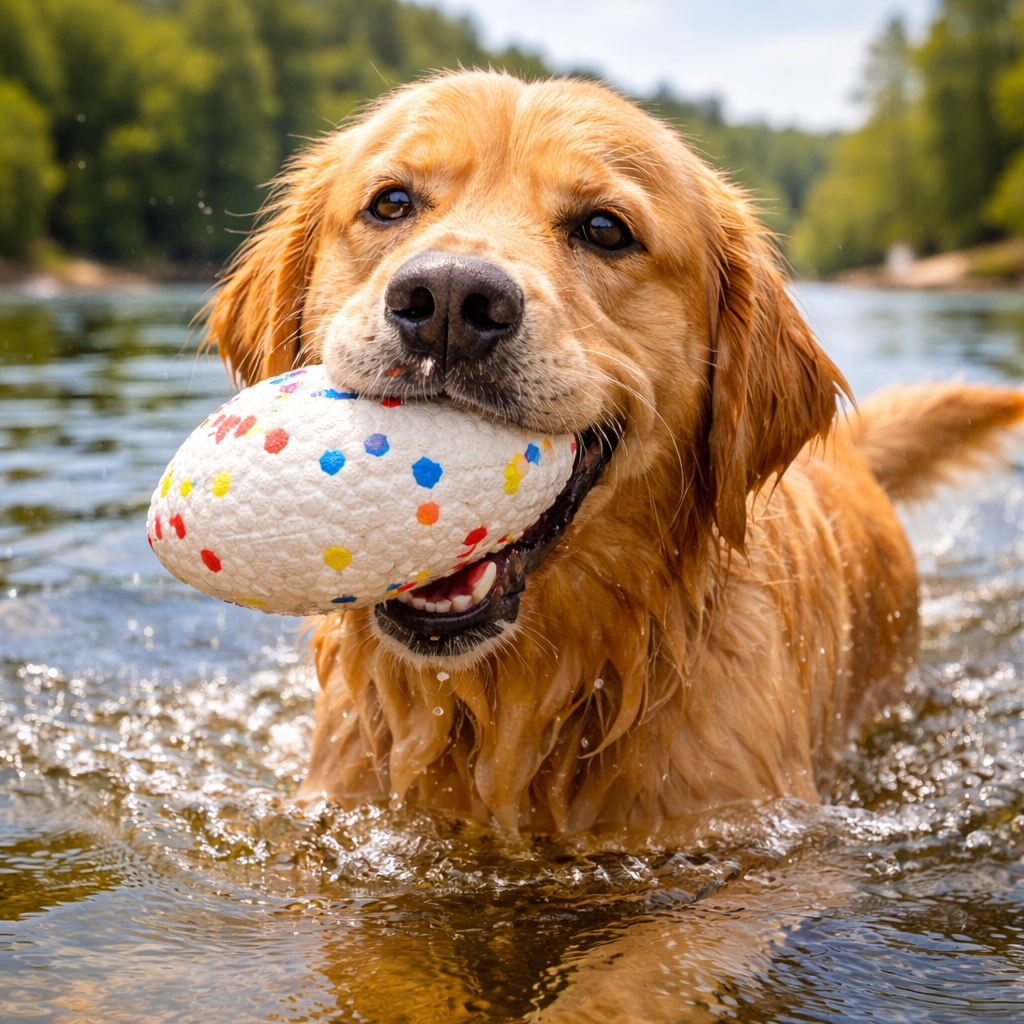 Dog Football Toy for Aggressive Chewers – Indestructible Floating Rugby Ball for Medium & Large Dogs