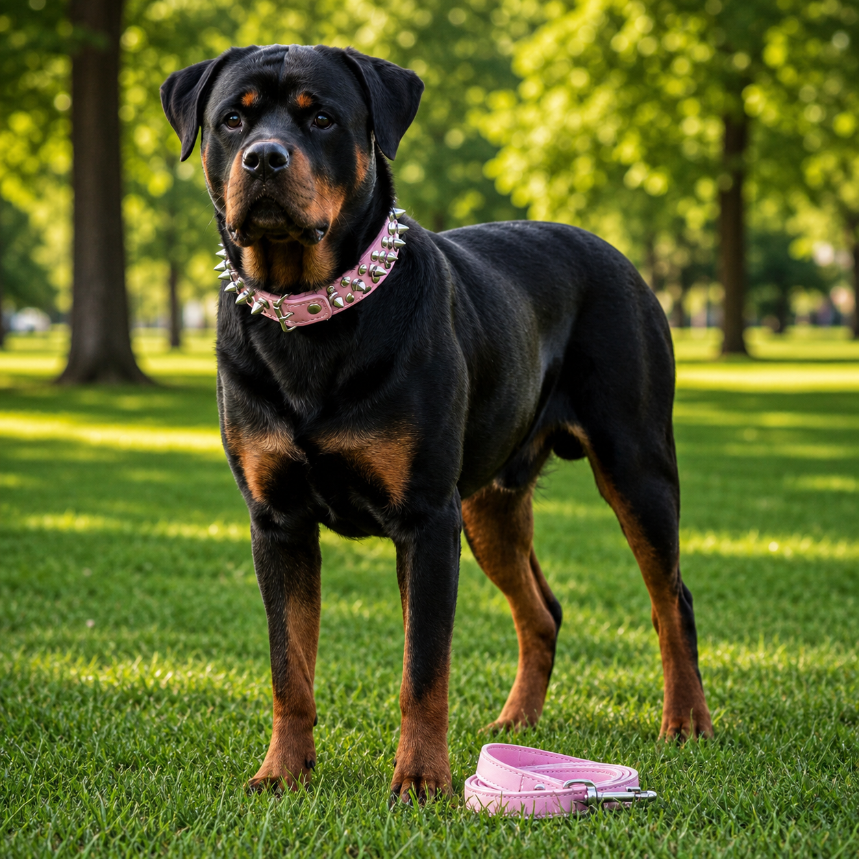 Spiked Faux Dog Collar & Leash Set