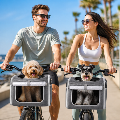 Expandable Dog Bike Basket Carrier for Small Pets