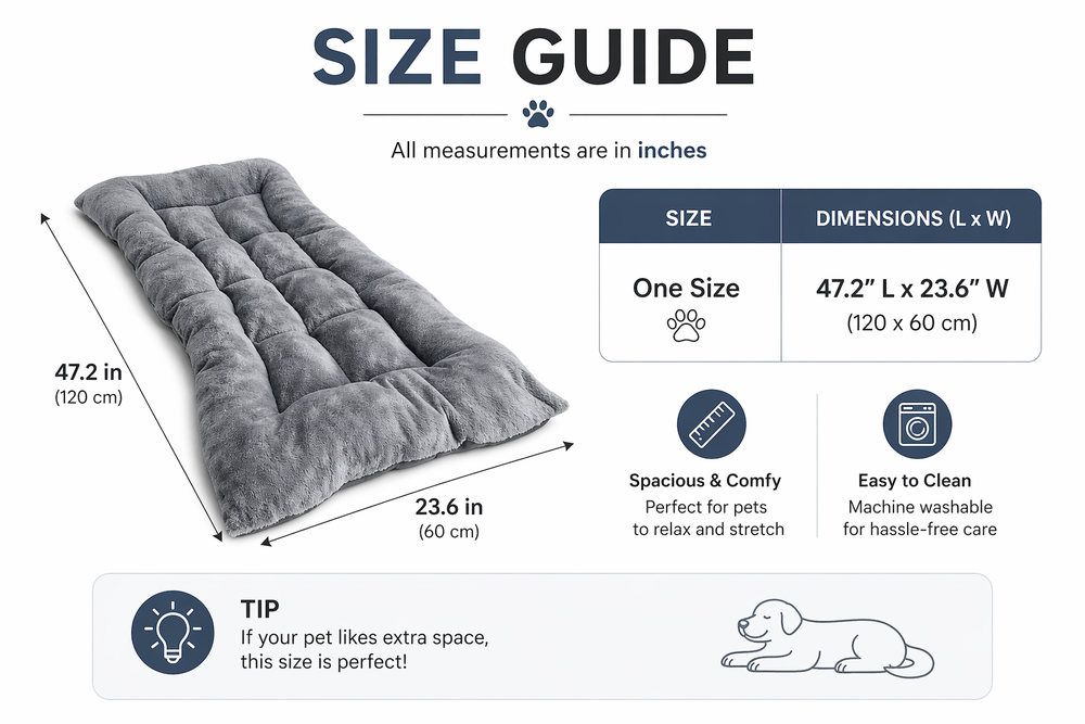 Plush Dog Bed Mat — Size guide