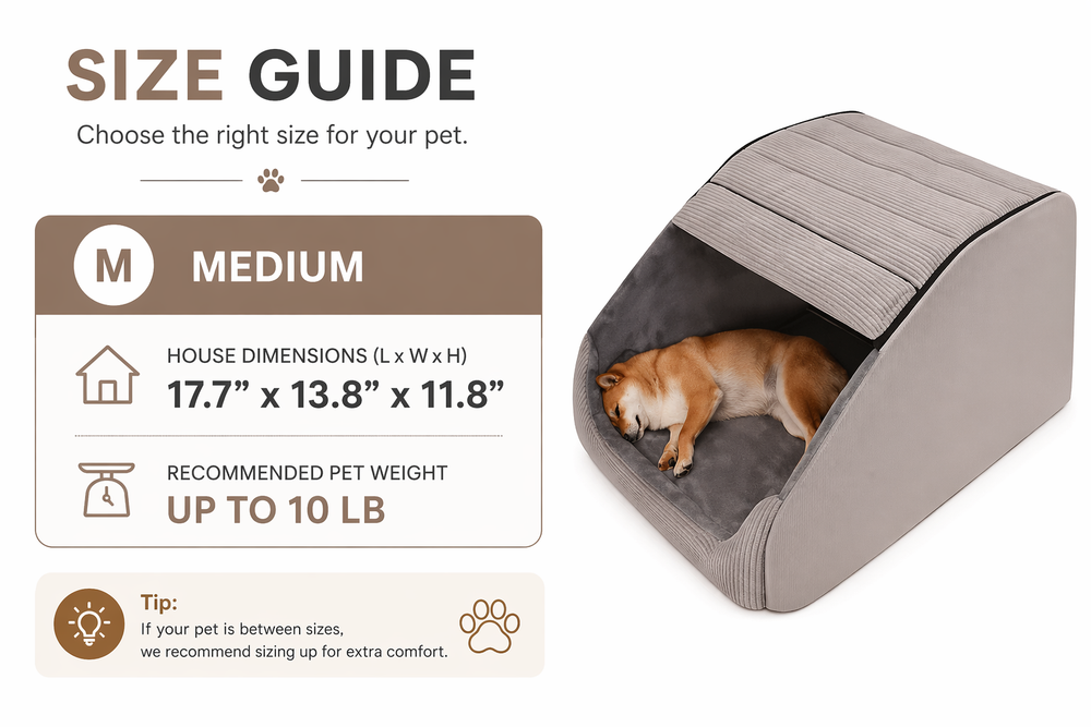 Hooded Dog Bed Cave — Size guide