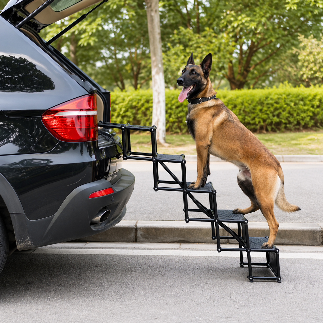 Foldable Dog Car Stairs - 5-Step Portable Pet Steps for SUV & Truck