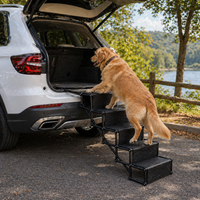 Foldable Dog Car Stairs - 5-Step Portable Pet Steps for SUV & Truck
