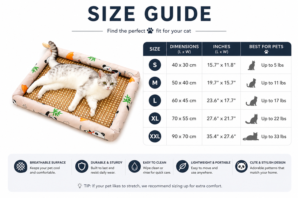 Breathable Cooling Pet Mat — Size guide