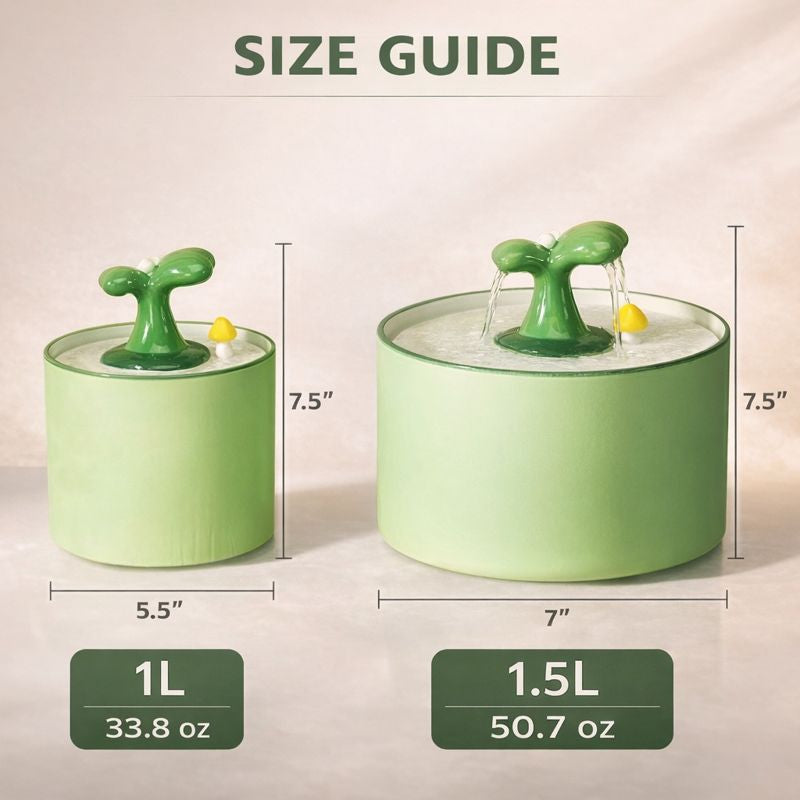 Automatic Ceramic Cat Water Fountain Dispenser — Size guide
